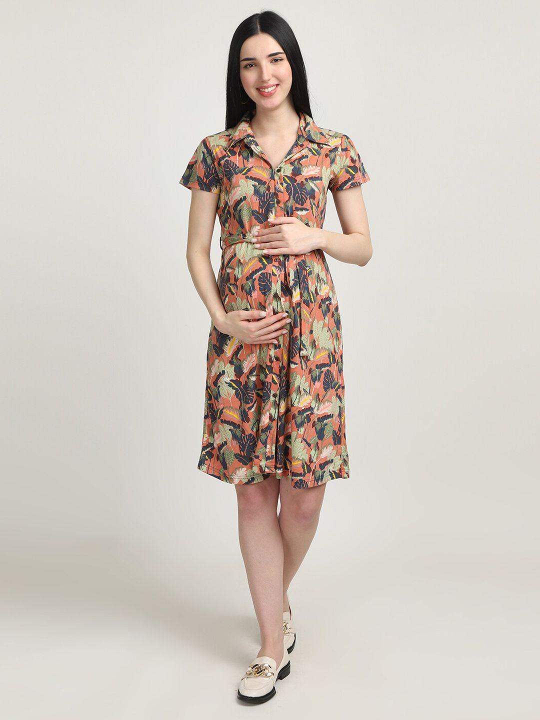 the mom store floral print fit & flare dress