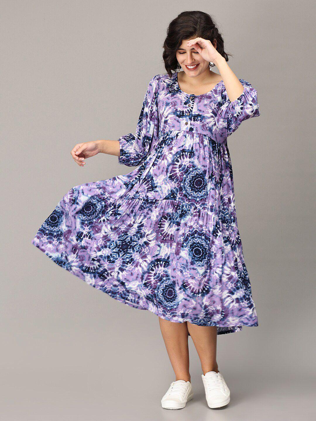 the mom store floral printed a-line midi maternity dress