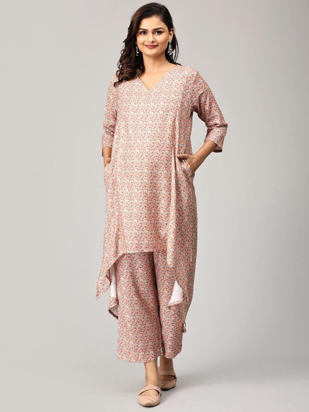 the mom store floral printed cotton maternity kurta with palazzos