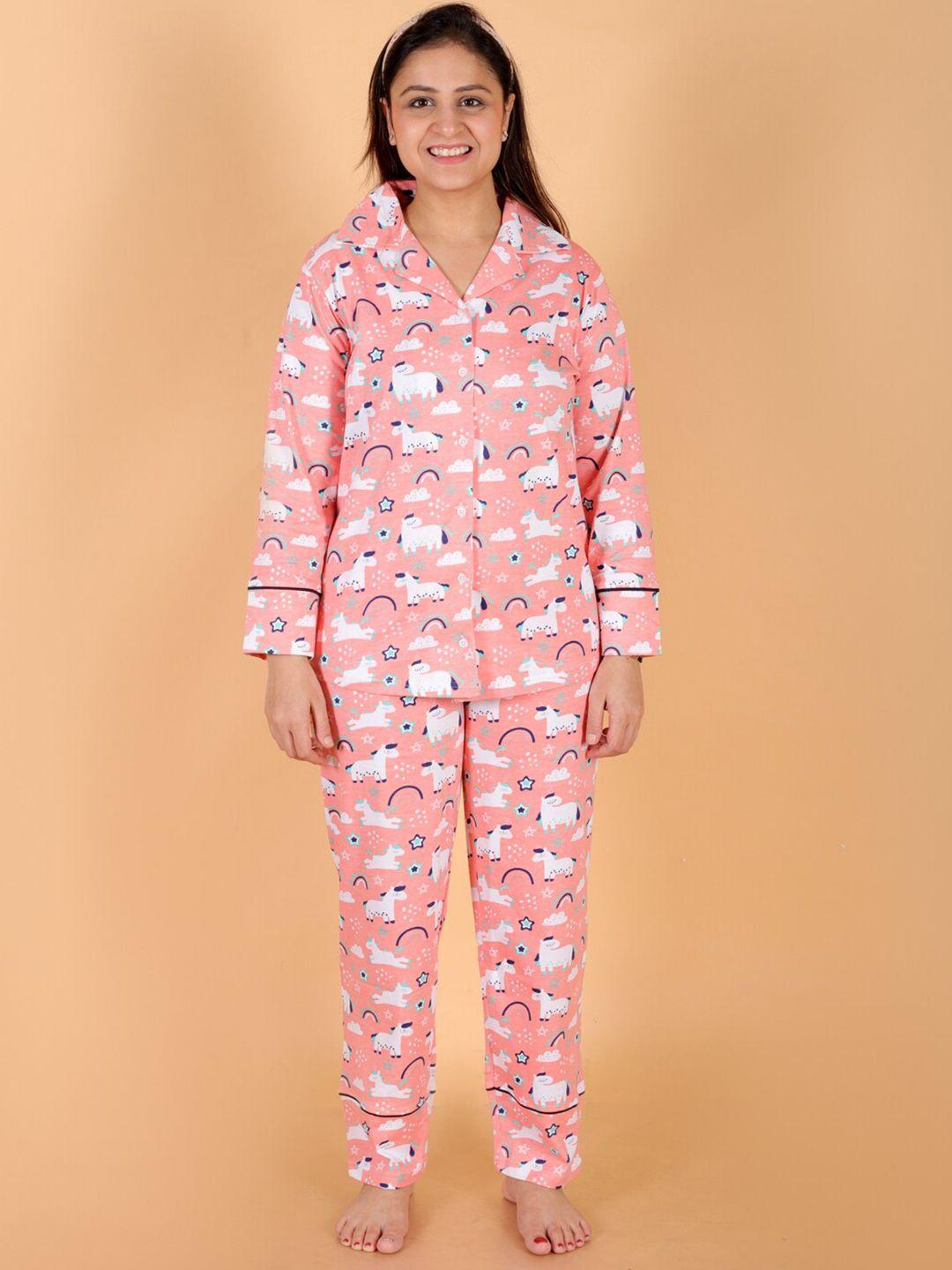 the mom store graphic printed pure cotton night suit