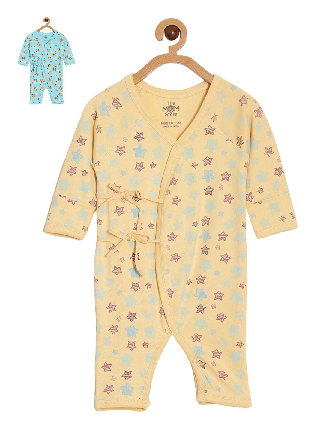 the mom store infants kids pack of 2 printed cotton rompers