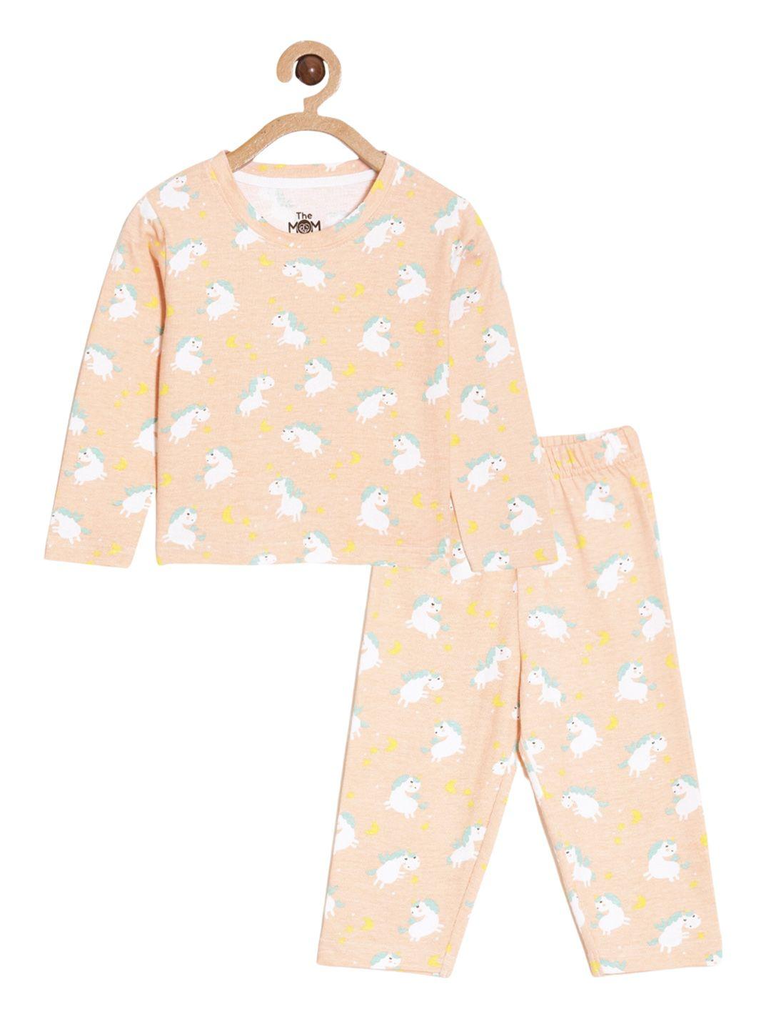 the mom store kids conversational printed pure cotton night suit