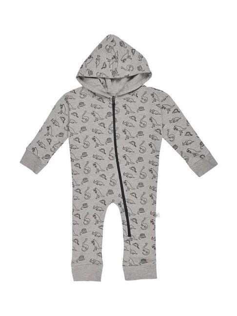 the mom store kids grey cotton printed full sleeves romper