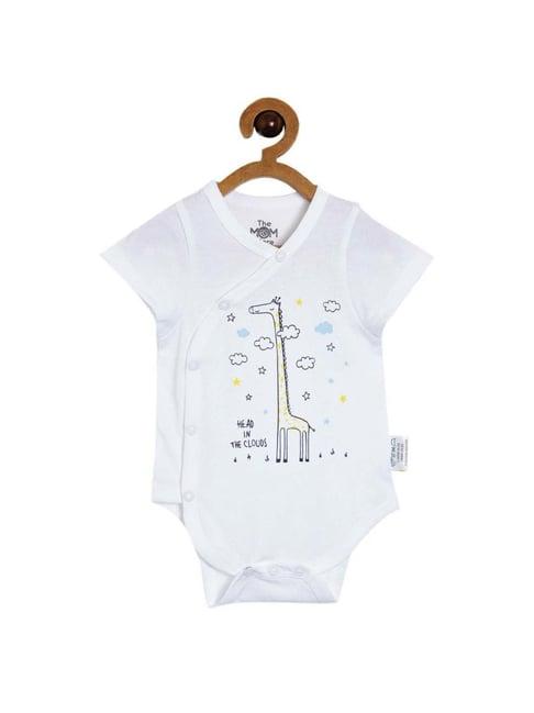 the mom store kids off-white cotton printed onesie