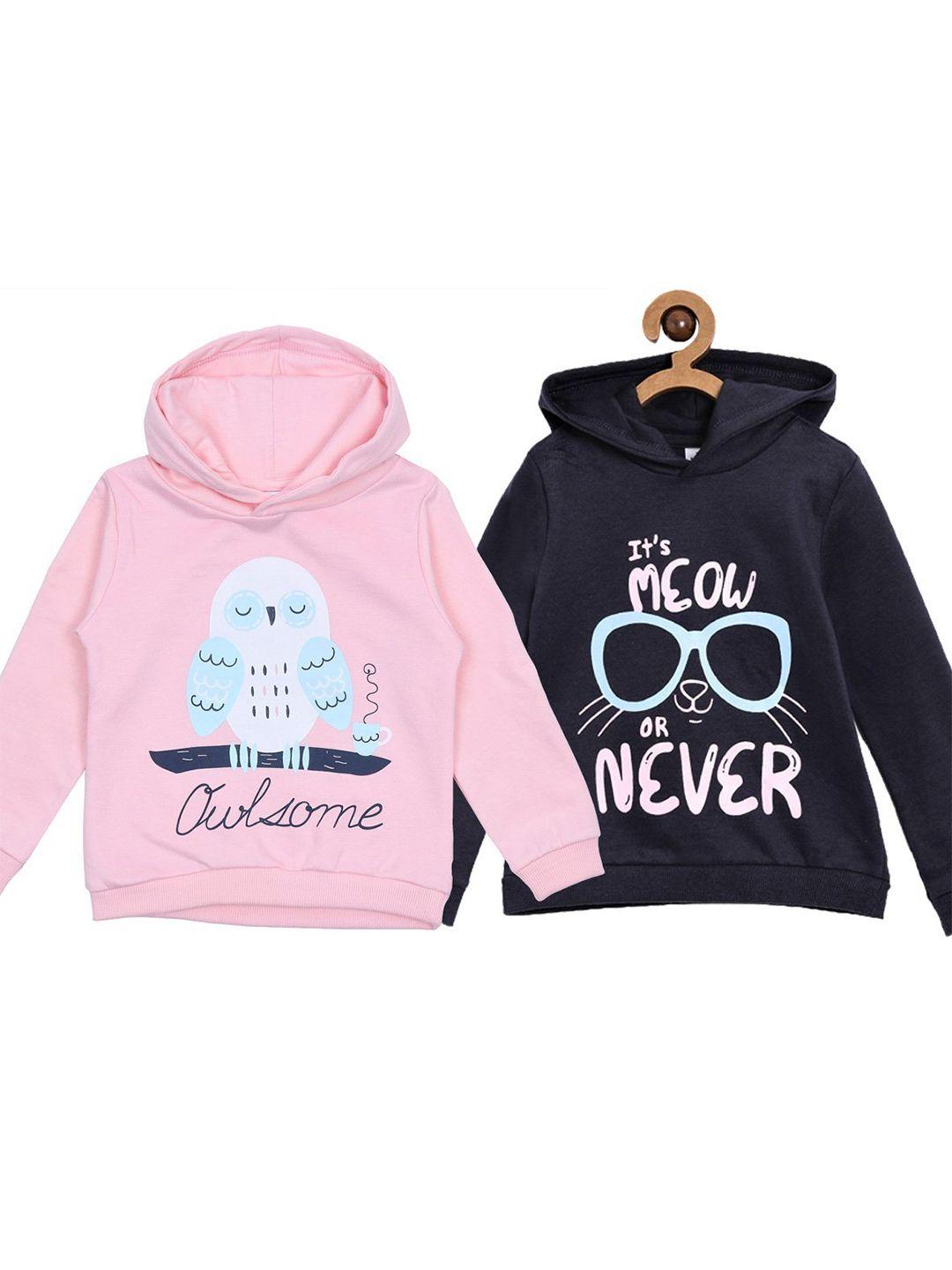 the mom store kids pack of 2 printed hooded cotton sweatshirt