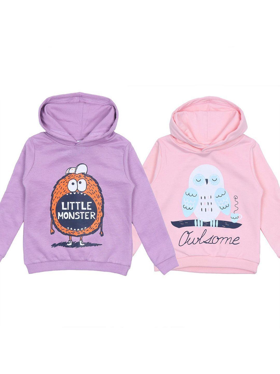 the mom store kids pack of 2 printed hooded cotton sweatshirt