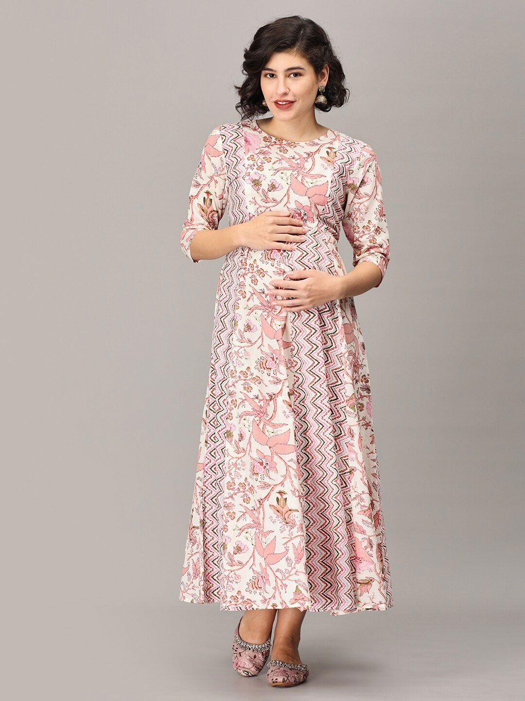 the mom store maternity floral printed maxi cotton a-line dress