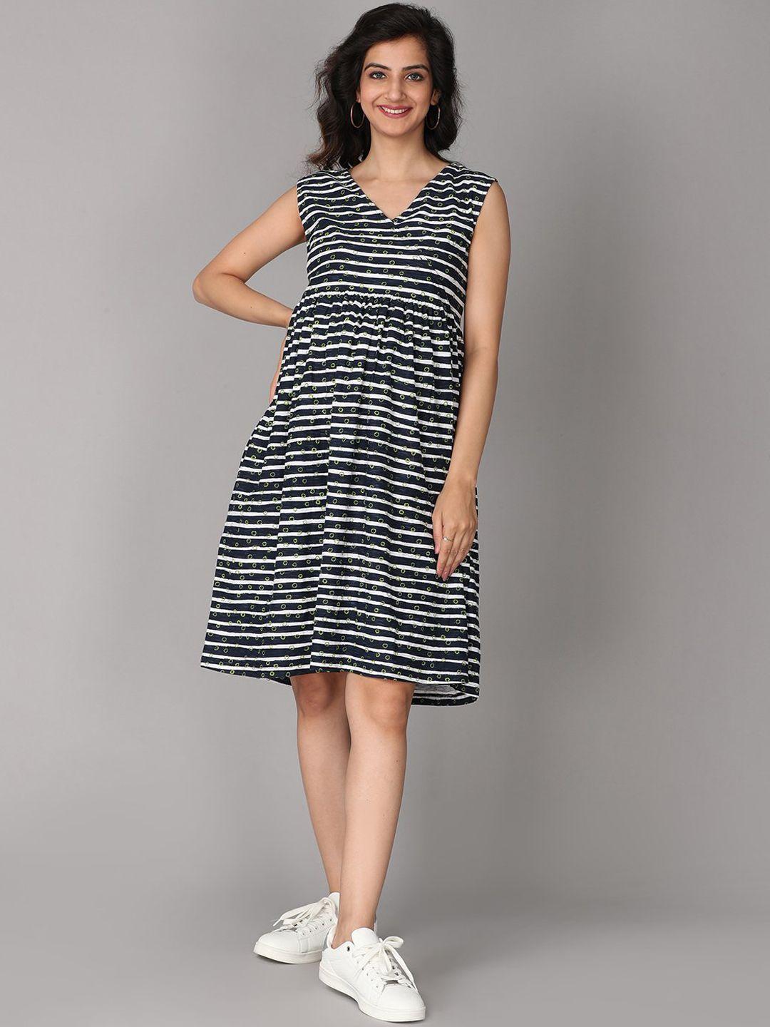 the mom store maternity navy blue striped dress