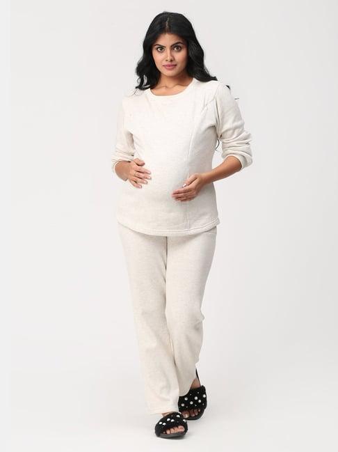 the mom store off white maternity sweatshirt with pants