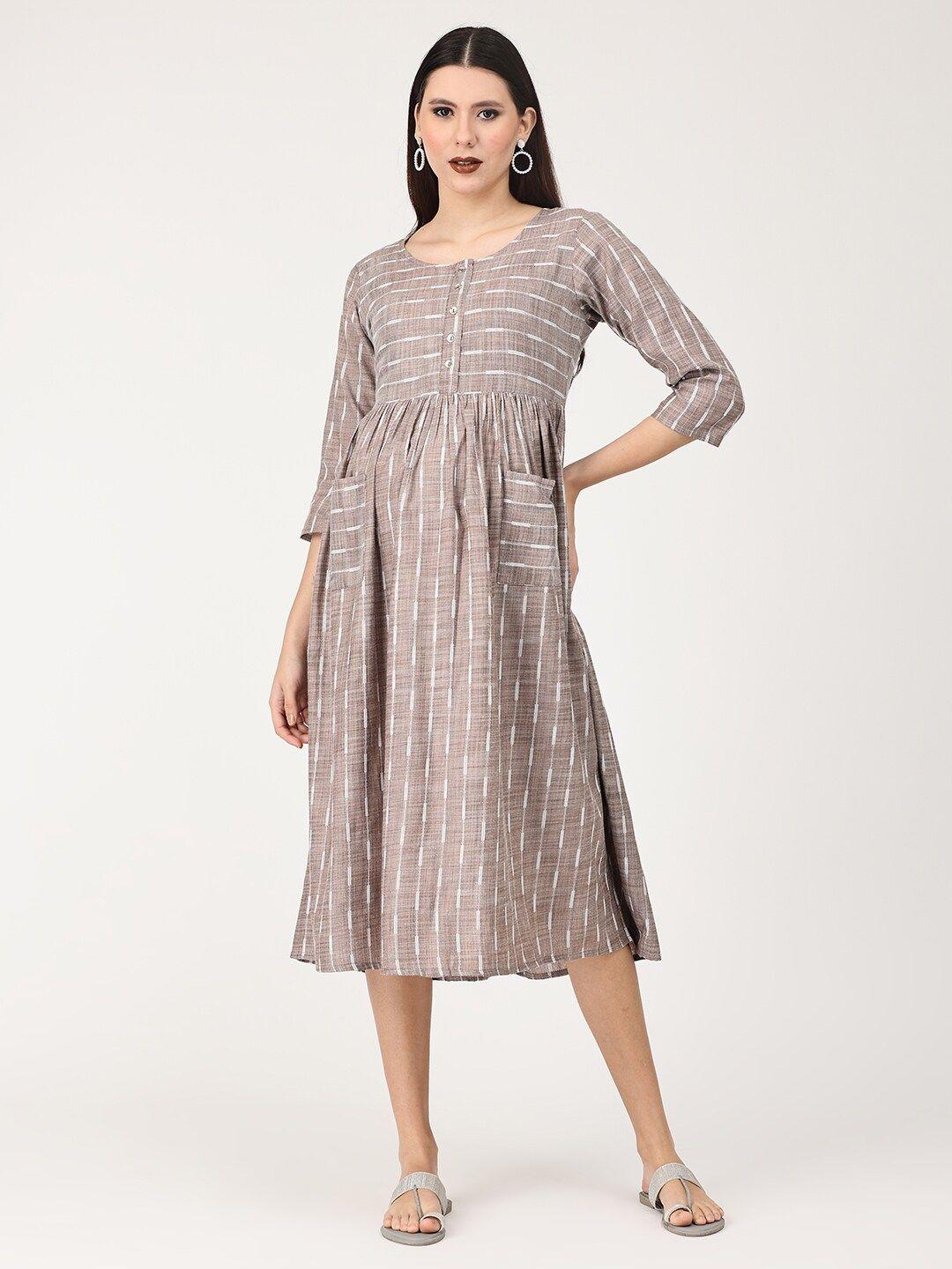 the mom store striped maternity a-line midi dress