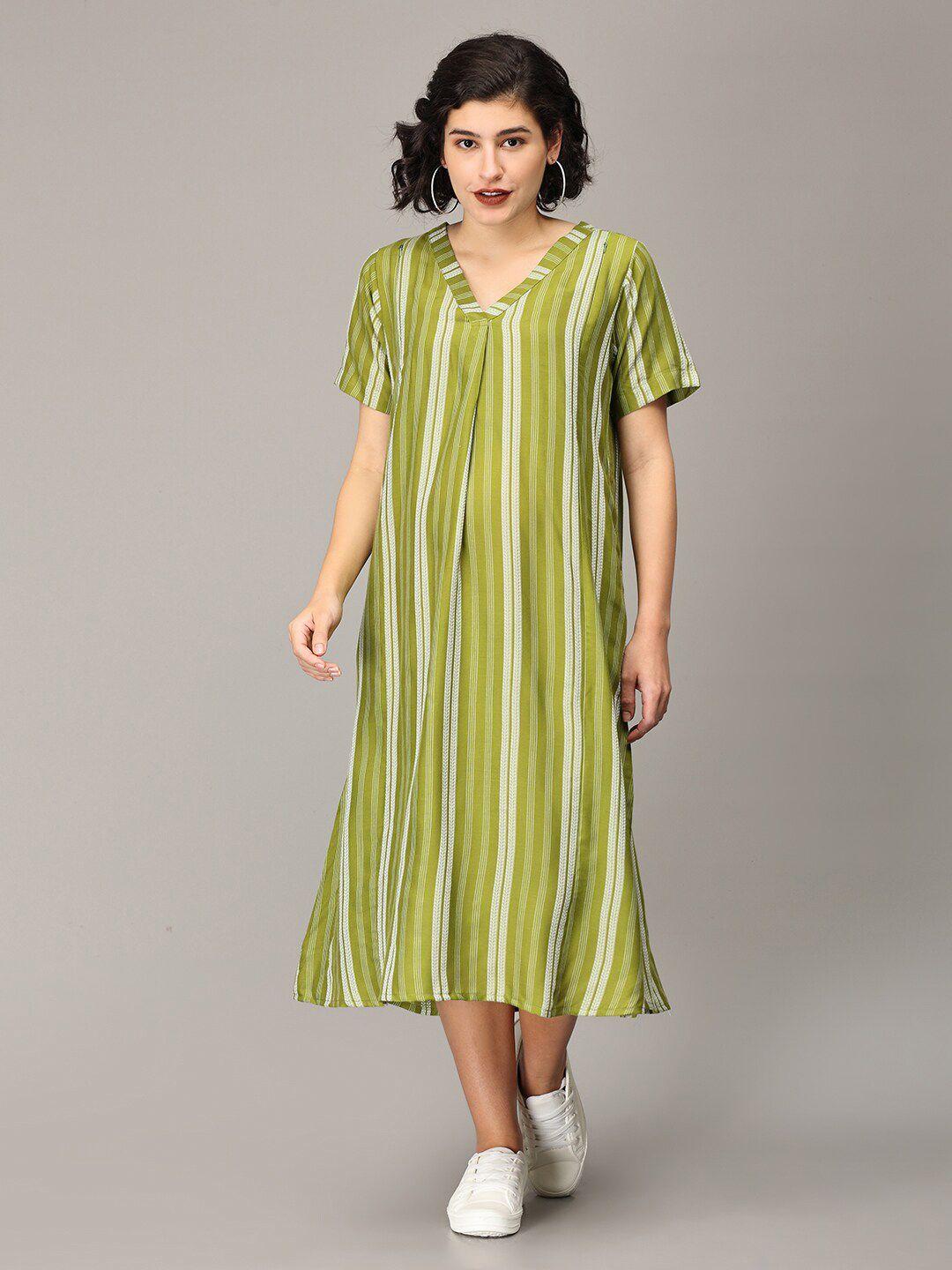 the mom store striped v-neck a-line midi maternity dress