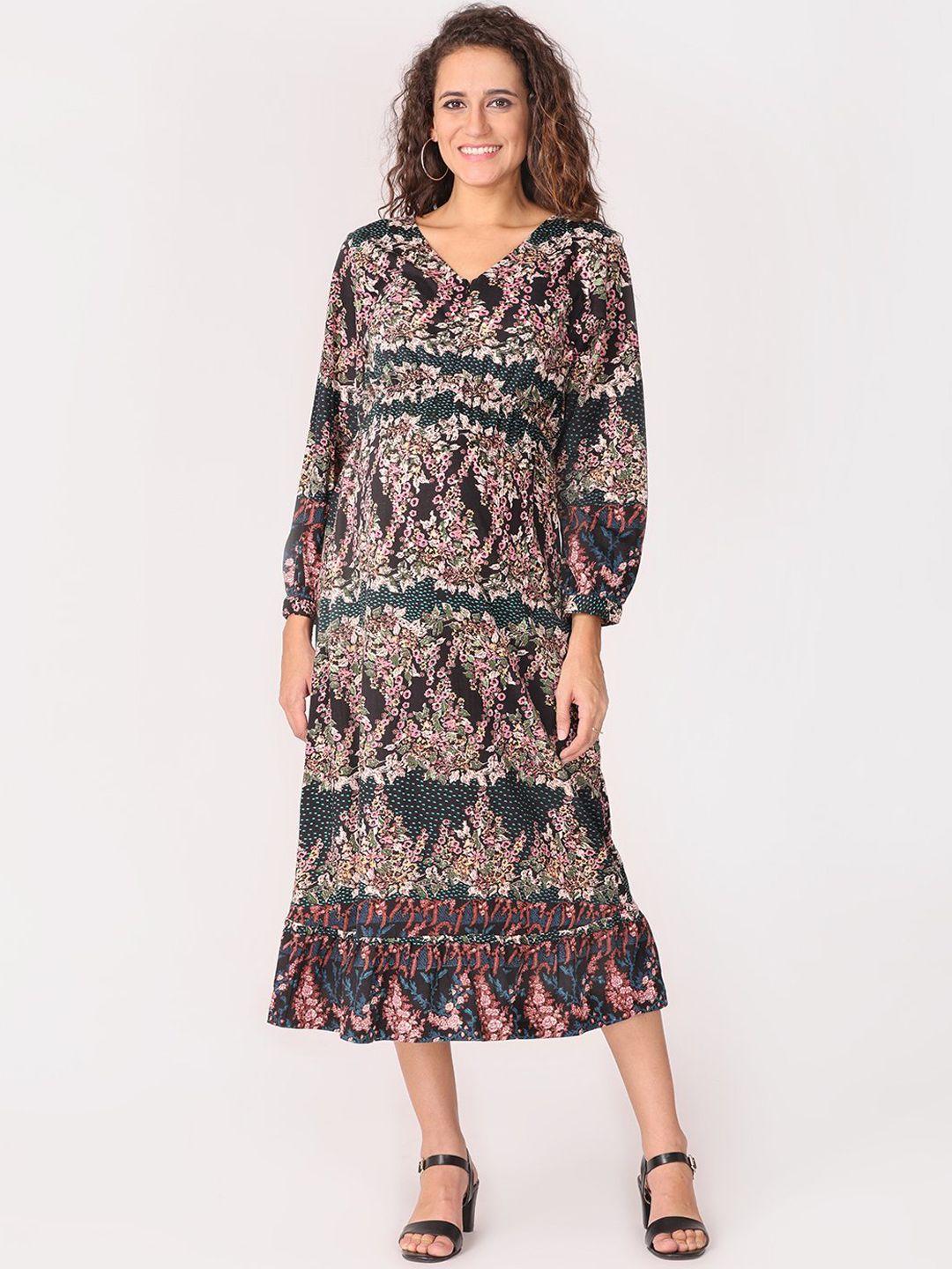 the mom store women multicoloured ethnic motifs maternity midi dress