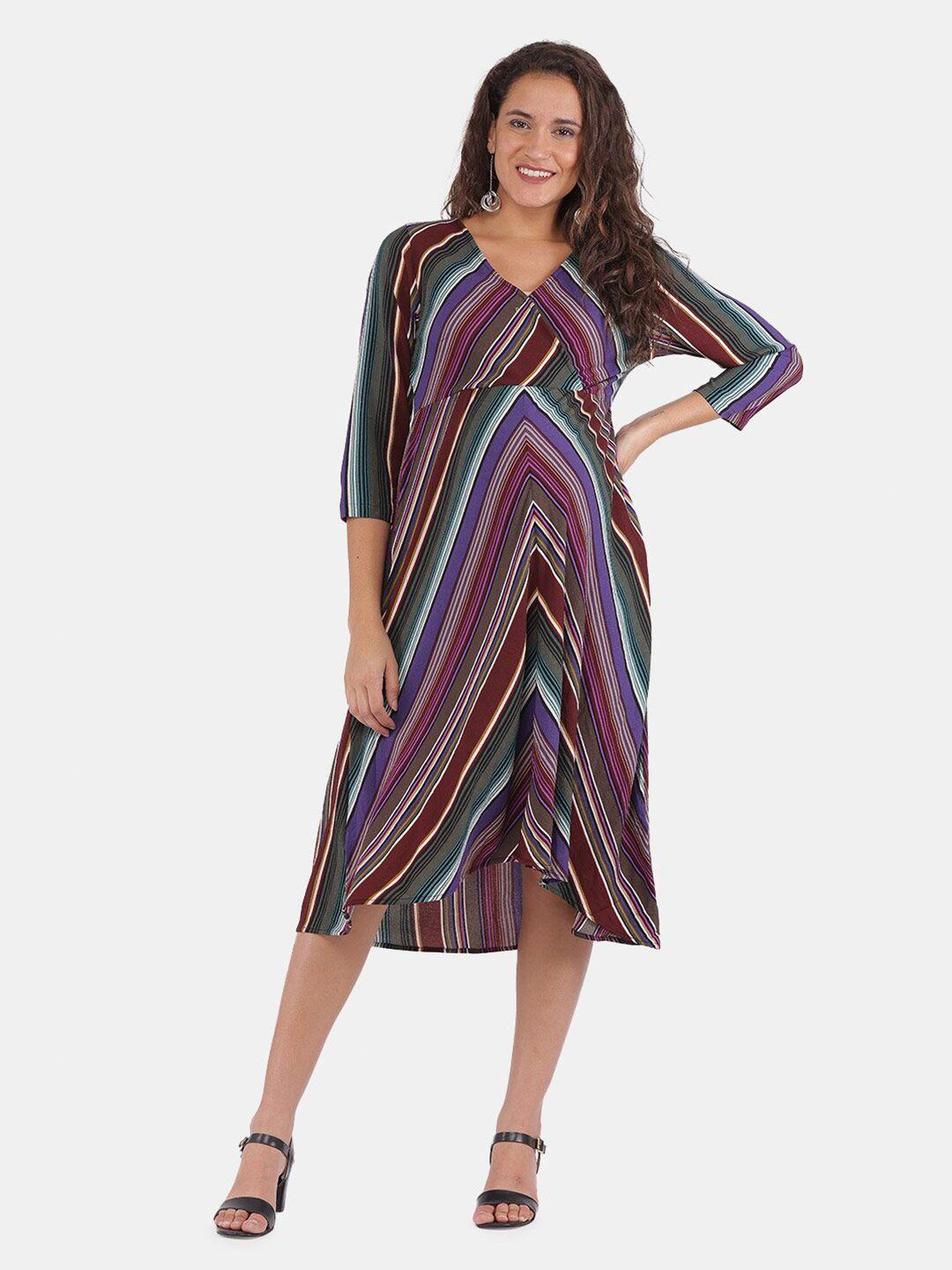 the mom store women multicoloured striped maternity midi dress