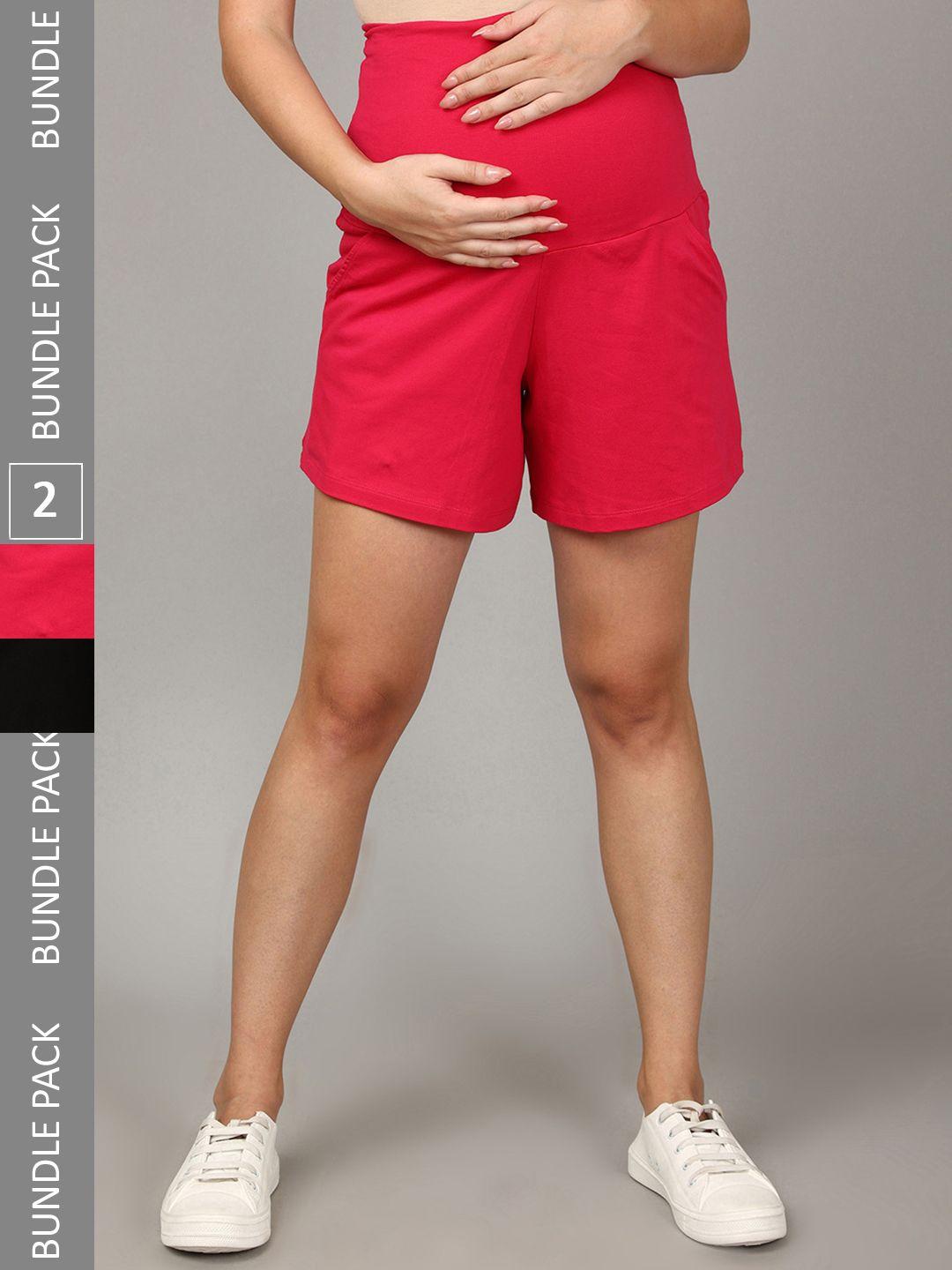 the mom store women pack of 2 high-rise maternity shorts