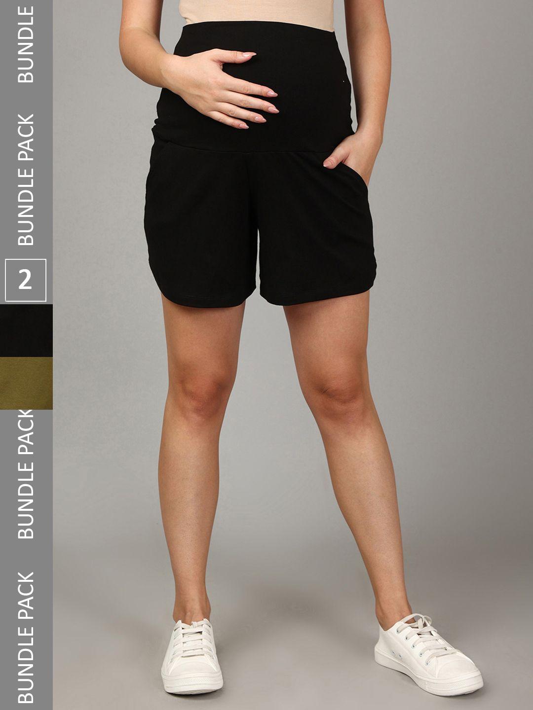 the mom store women set of 2 high-rise maternity shorts