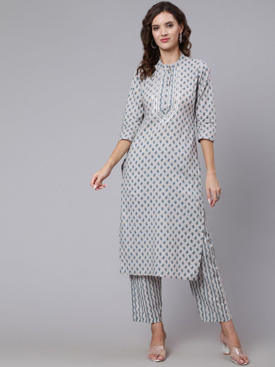 the nks plus women floral printed pure cotton kurta with trousers