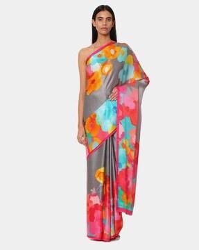 the oleander floral print saree