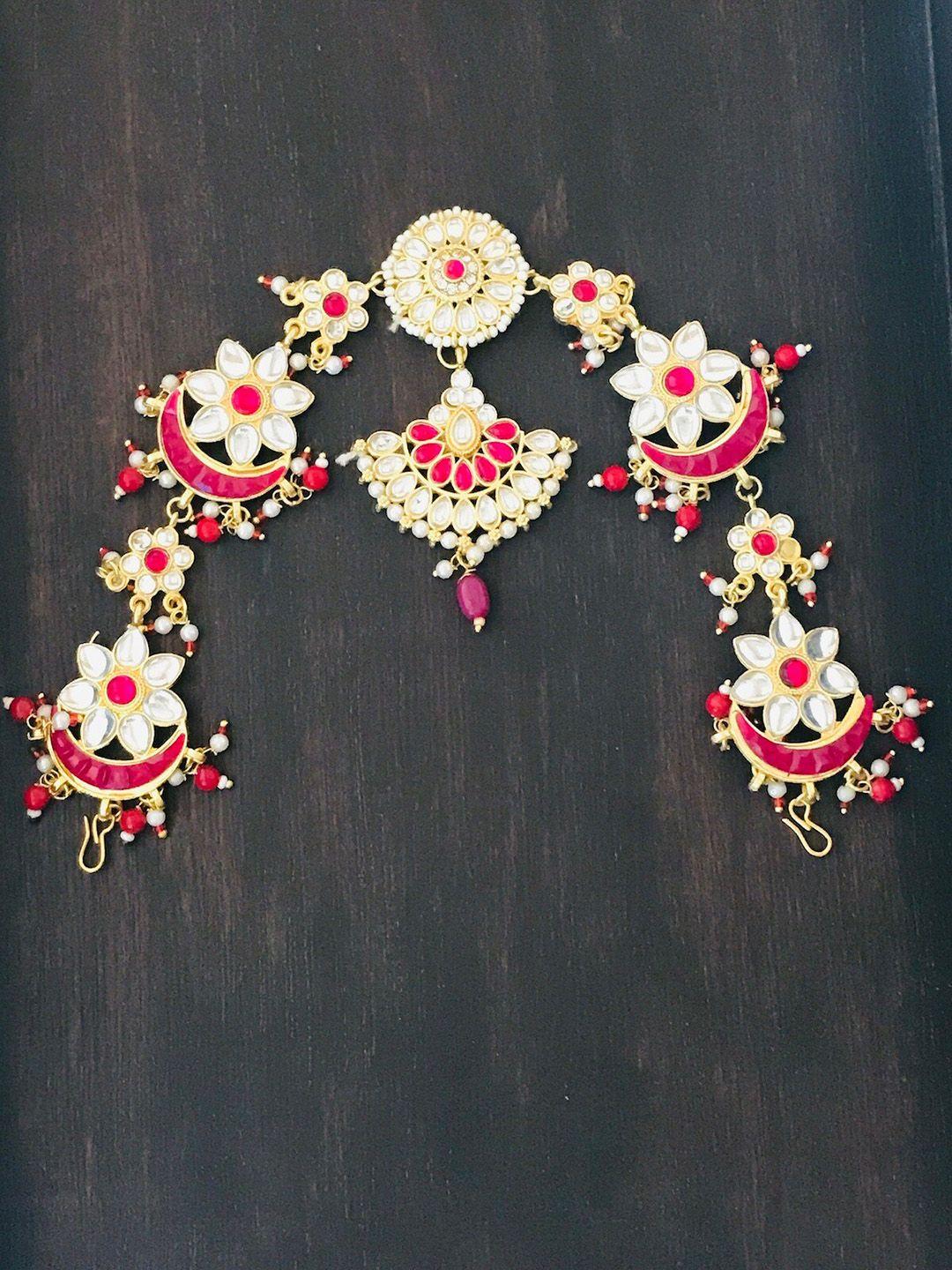 the opal factory  gold-plated artificial stone studded matha patti head jewellery