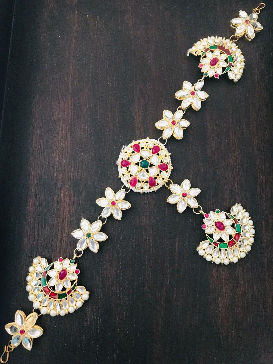 the opal factory gold-plated artificial stone studded meenakari matha patti