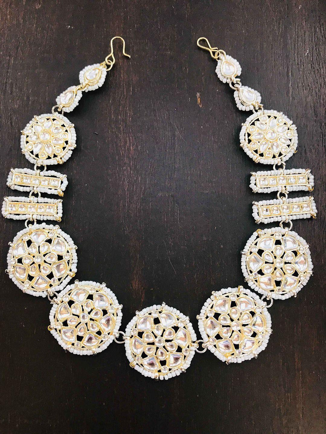 the opal factory gold-plated stone-studded & beaded sheeshphool