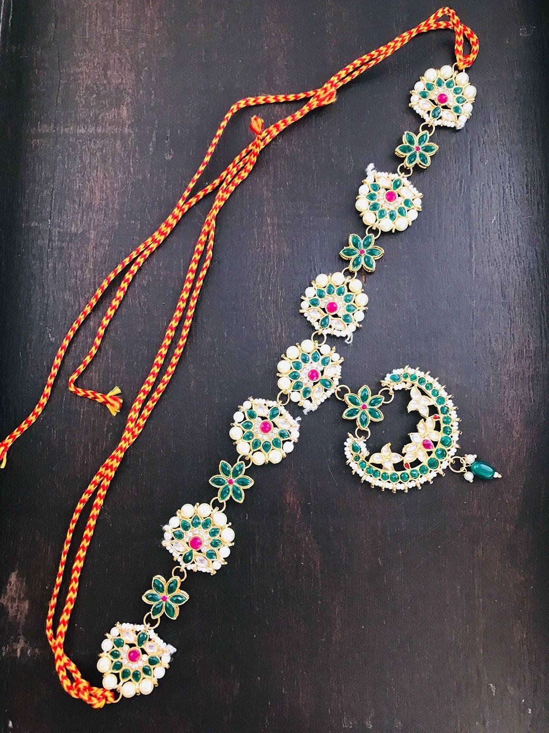 the opal factory gold-plated stones-studded sheeshphool