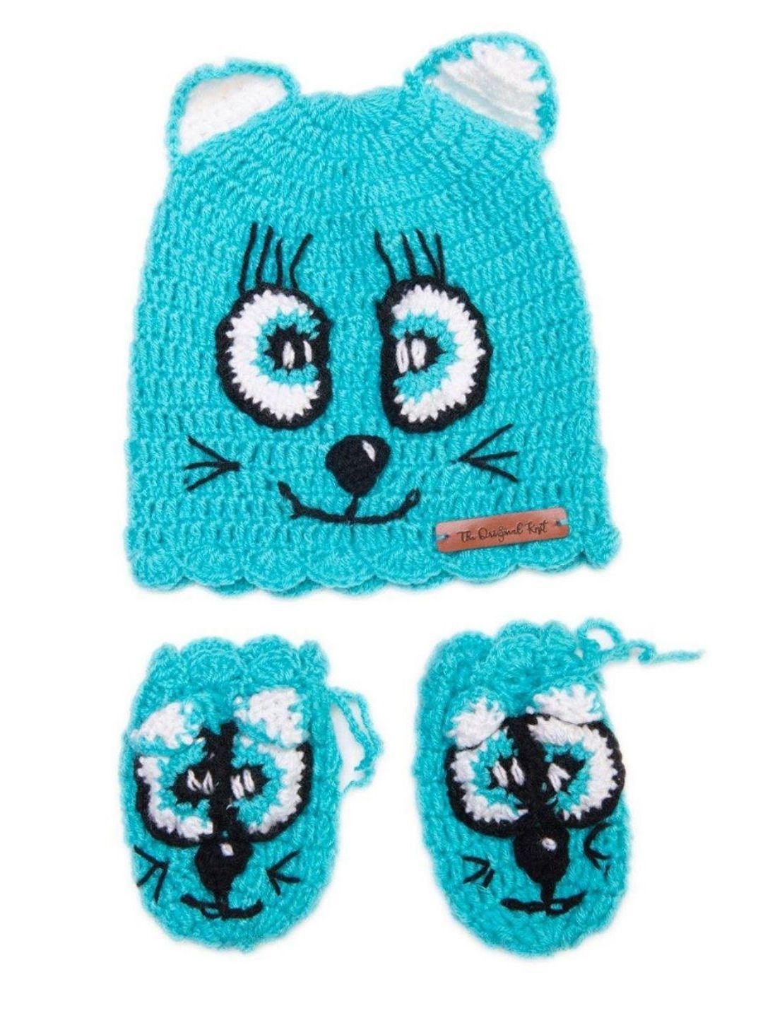 the original knit infants embroidered acrylic beanie cap with mittens