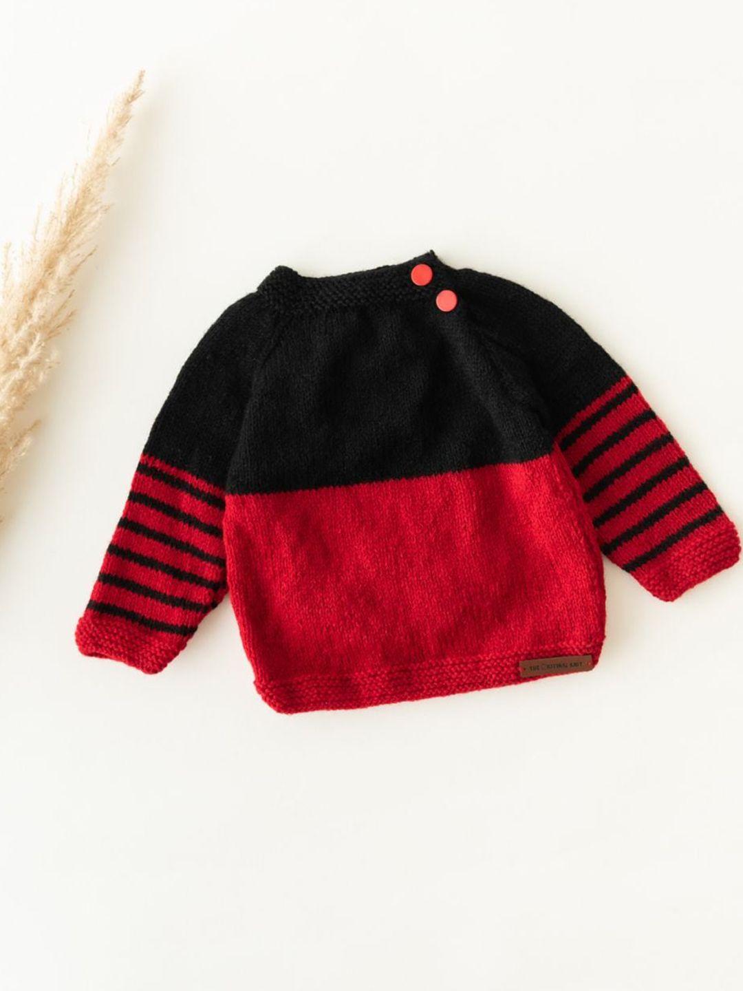 the original knit unisex kids black & red colourblocked pullover
