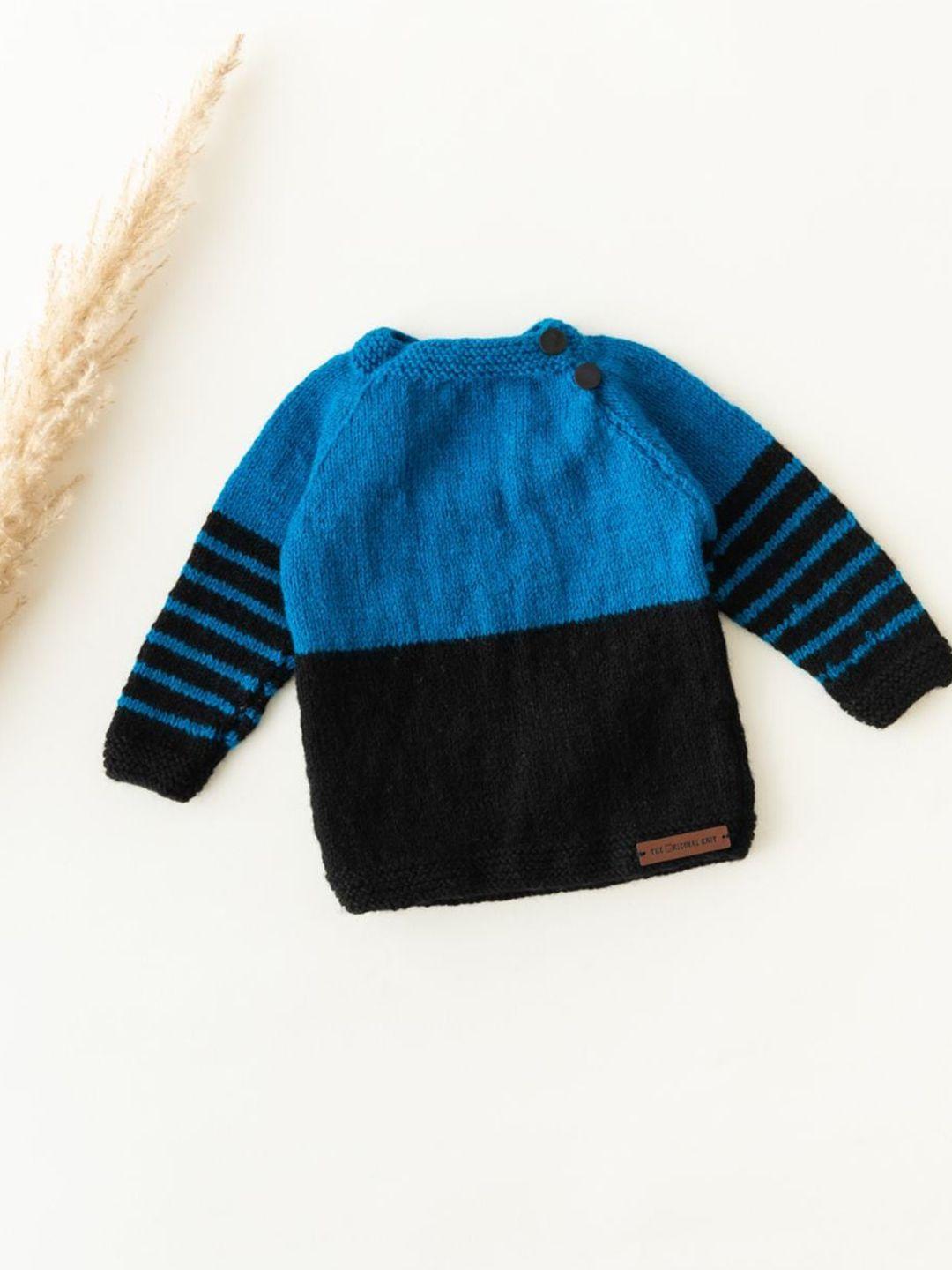 the original knit unisex kids blue & black colourblocked pullover