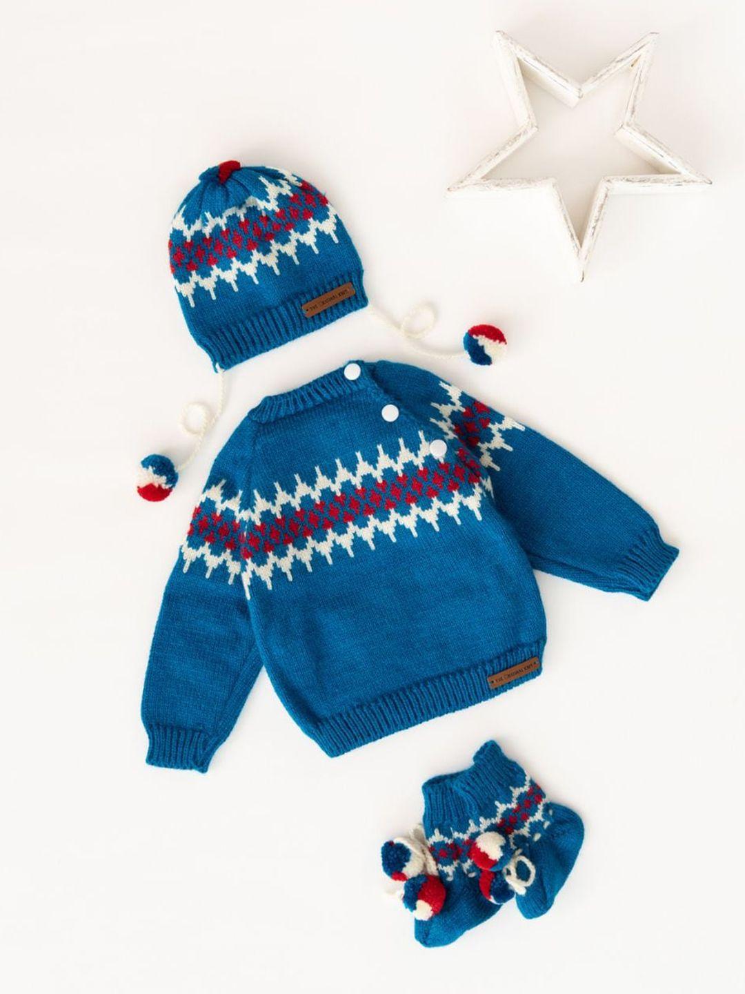 the original knit unisex kids blue & white cable knit pullover