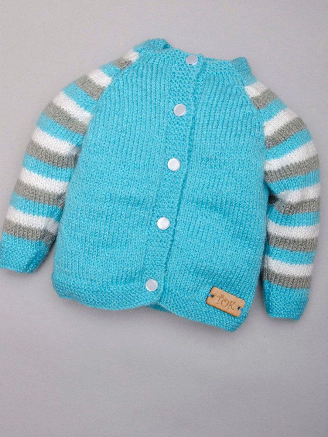 the original knit unisex kids blue & white ribbed cardigan