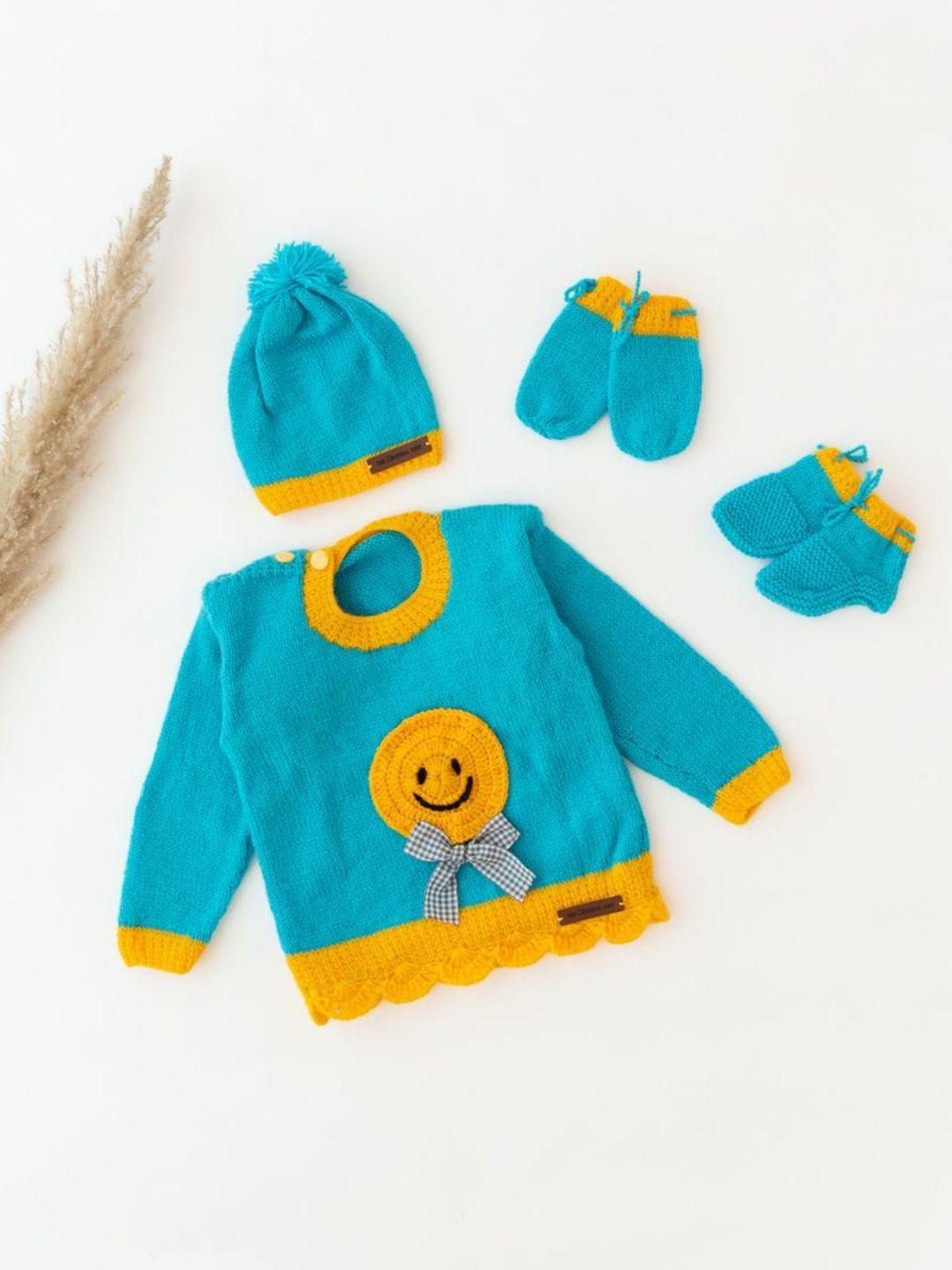 the original knit unisex kids blue & yellow cable knit pullover