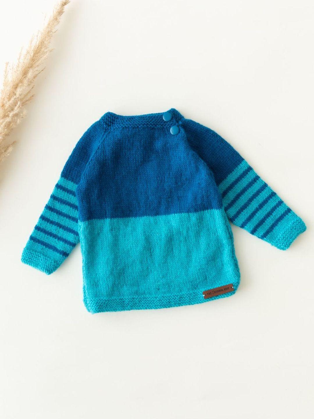 the original knit unisex kids blue colourblocked pullover