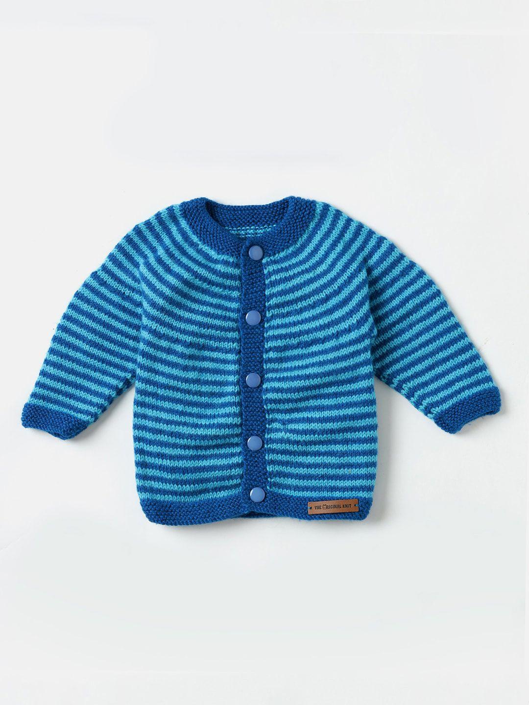 the original knit unisex kids blue striped cardigan