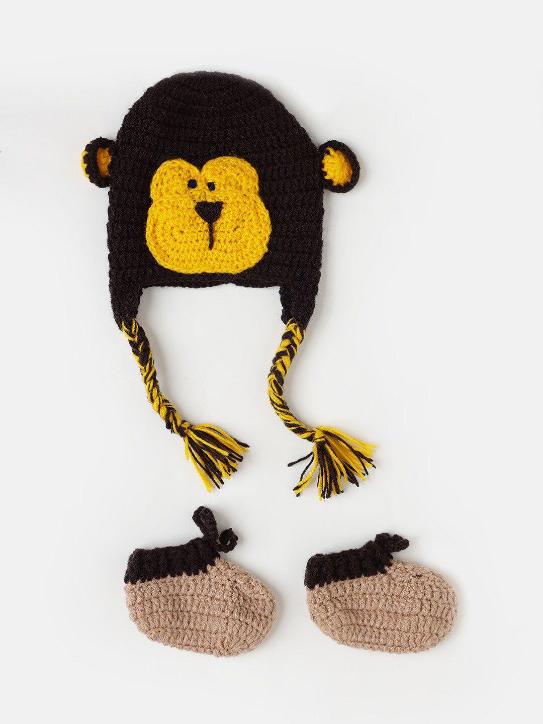 the original knit unisex kids brown & yellow beanie