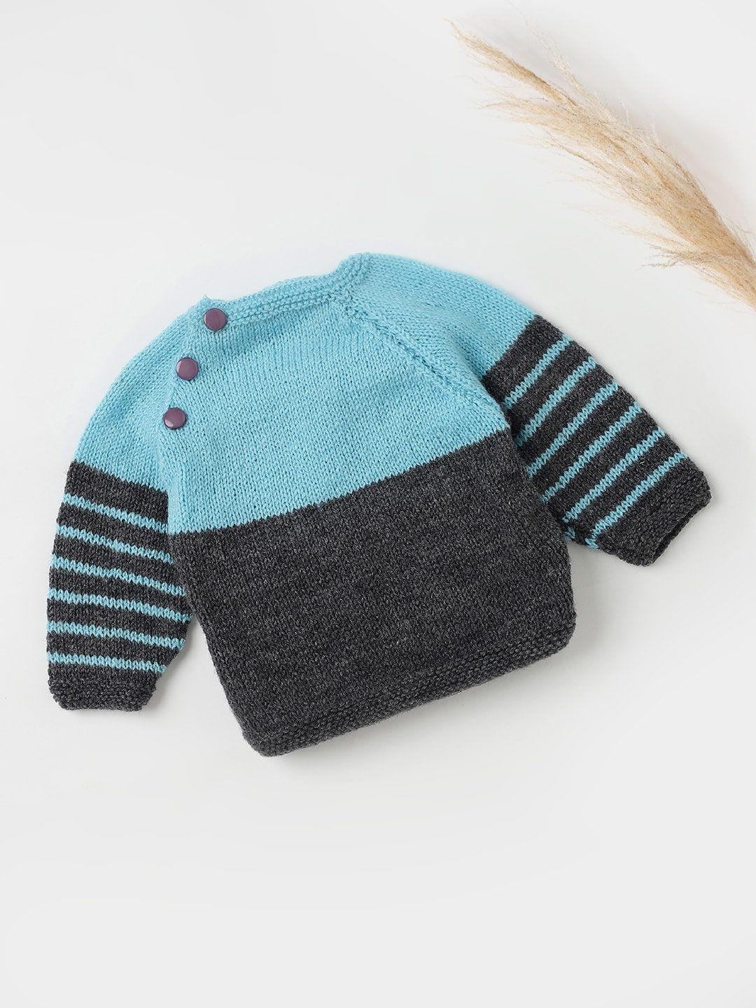the original knit unisex kids charcoal & blue colourblocked pullover