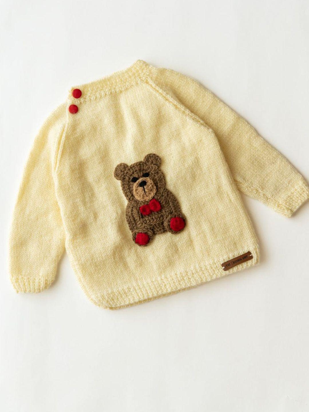 the original knit unisex kids cream-coloured & brown pullover