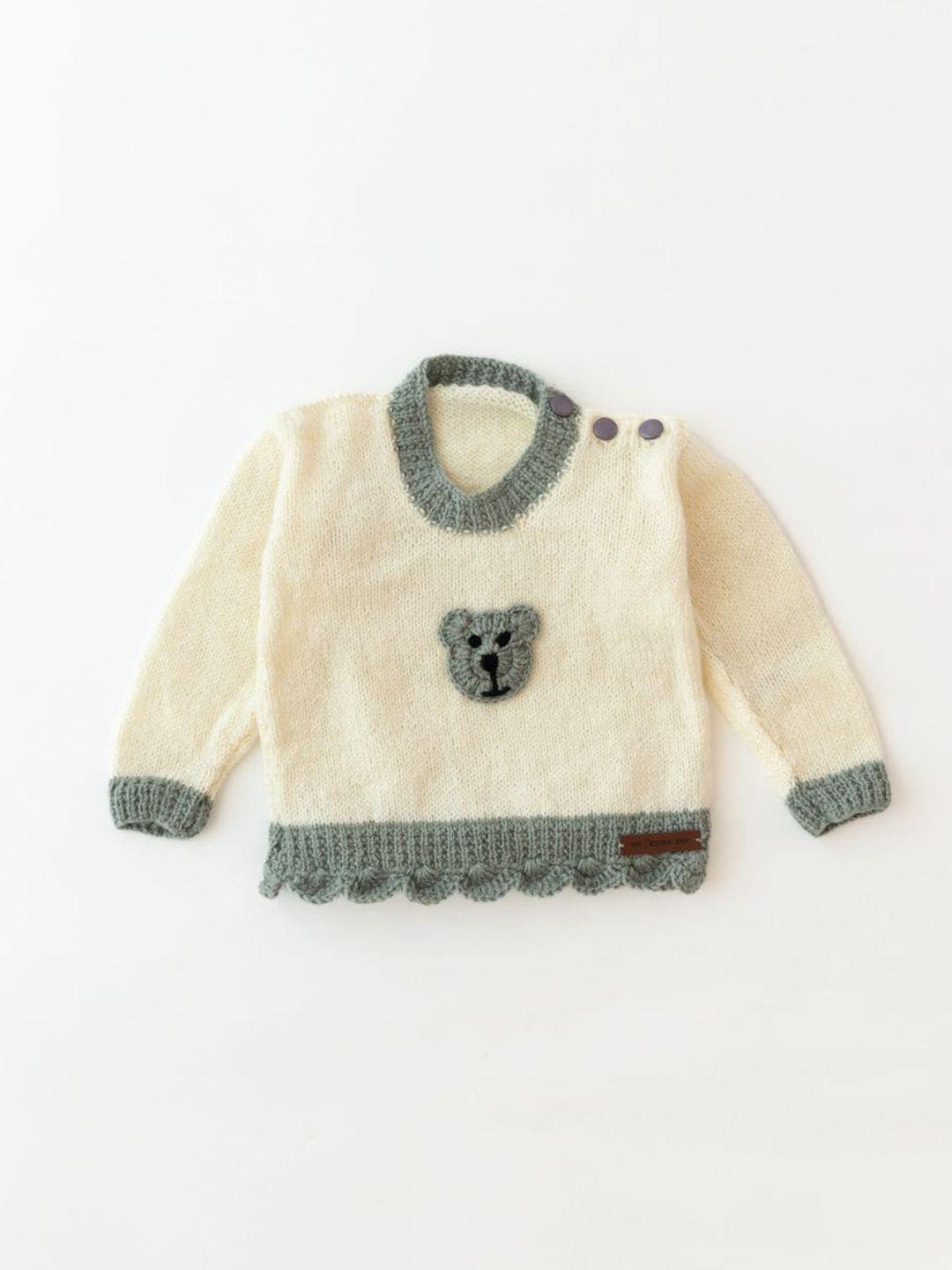 the original knit unisex kids cream-coloured & green cardigan