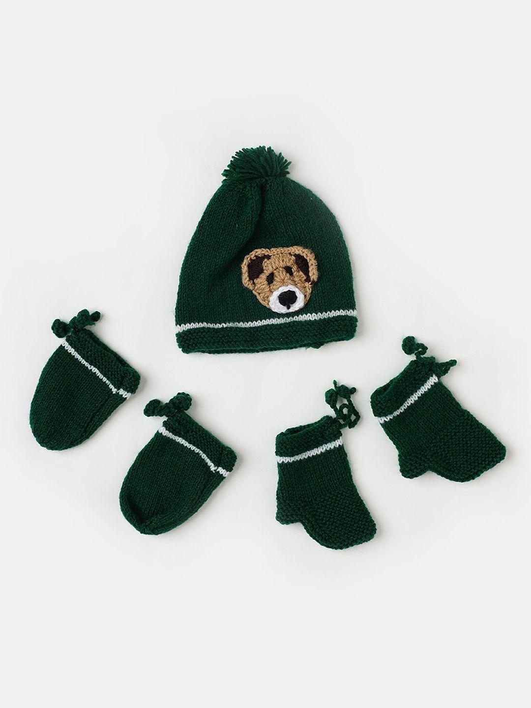 the original knit unisex kids green & brown beanie