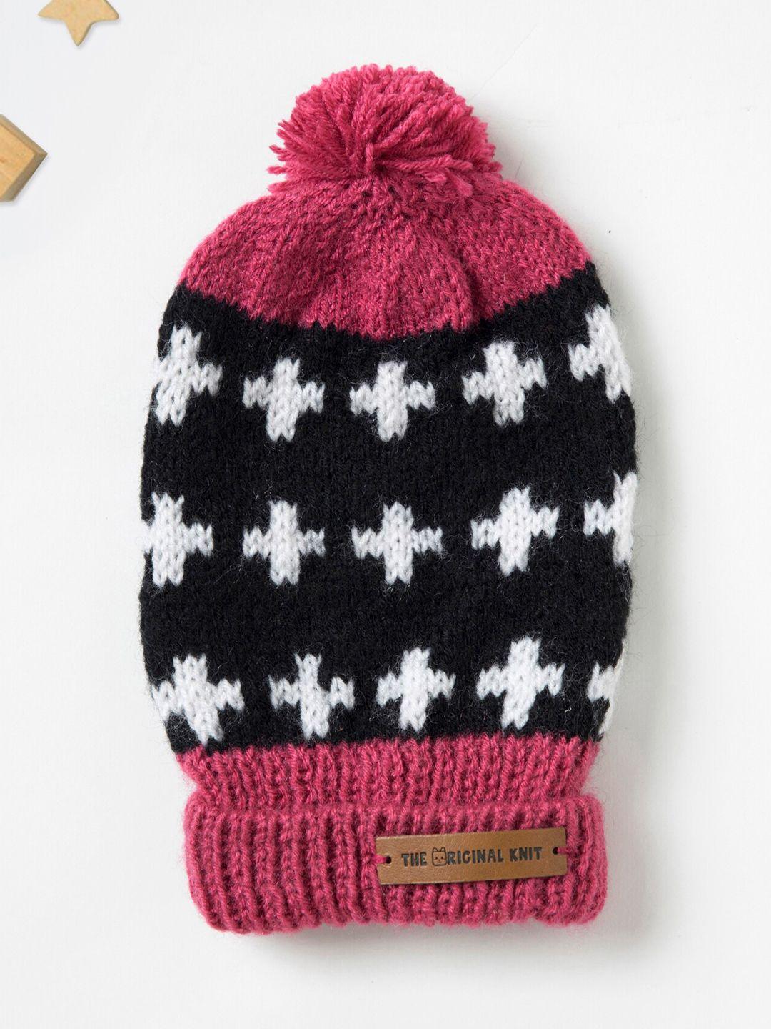 the original knit unisex kids pink & black beanie
