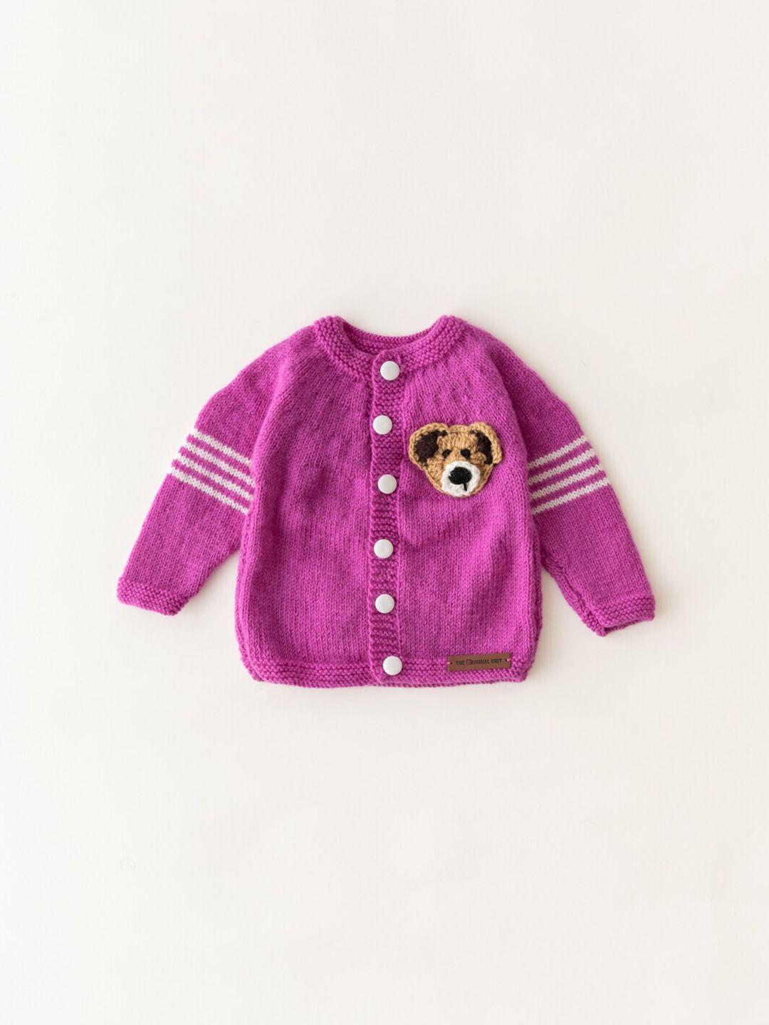 the original knit unisex kids purple & brown embroidered