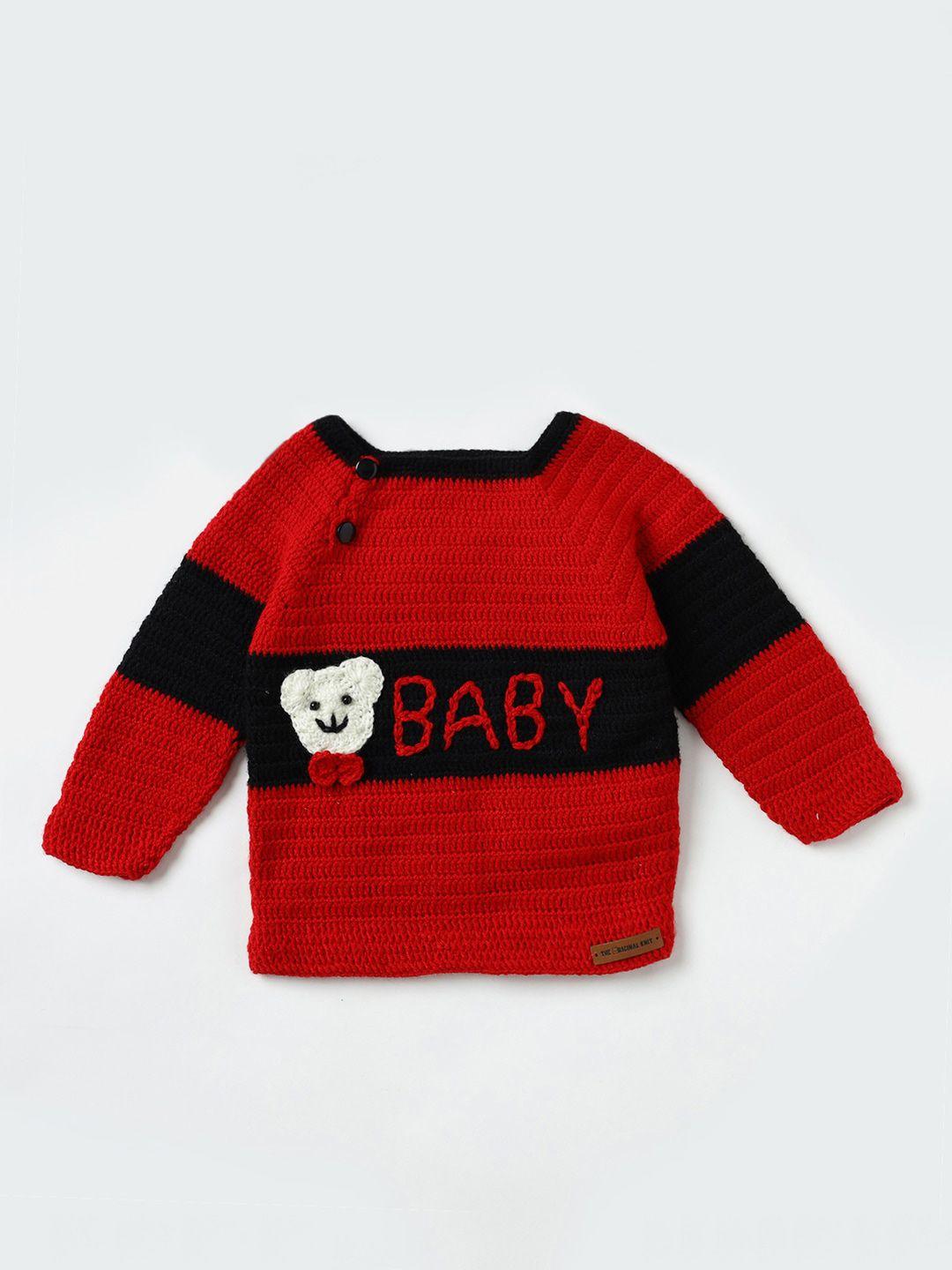 the original knit unisex kids red & black embroidered pullover