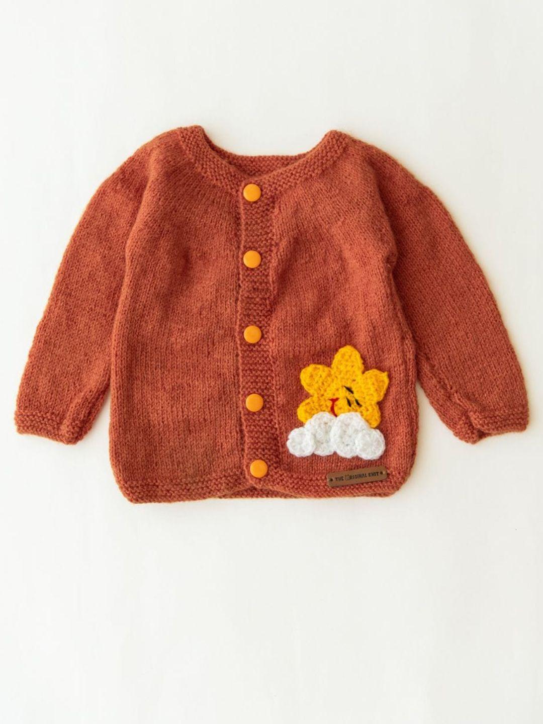 the original knit unisex kids rust & yellow cardigan