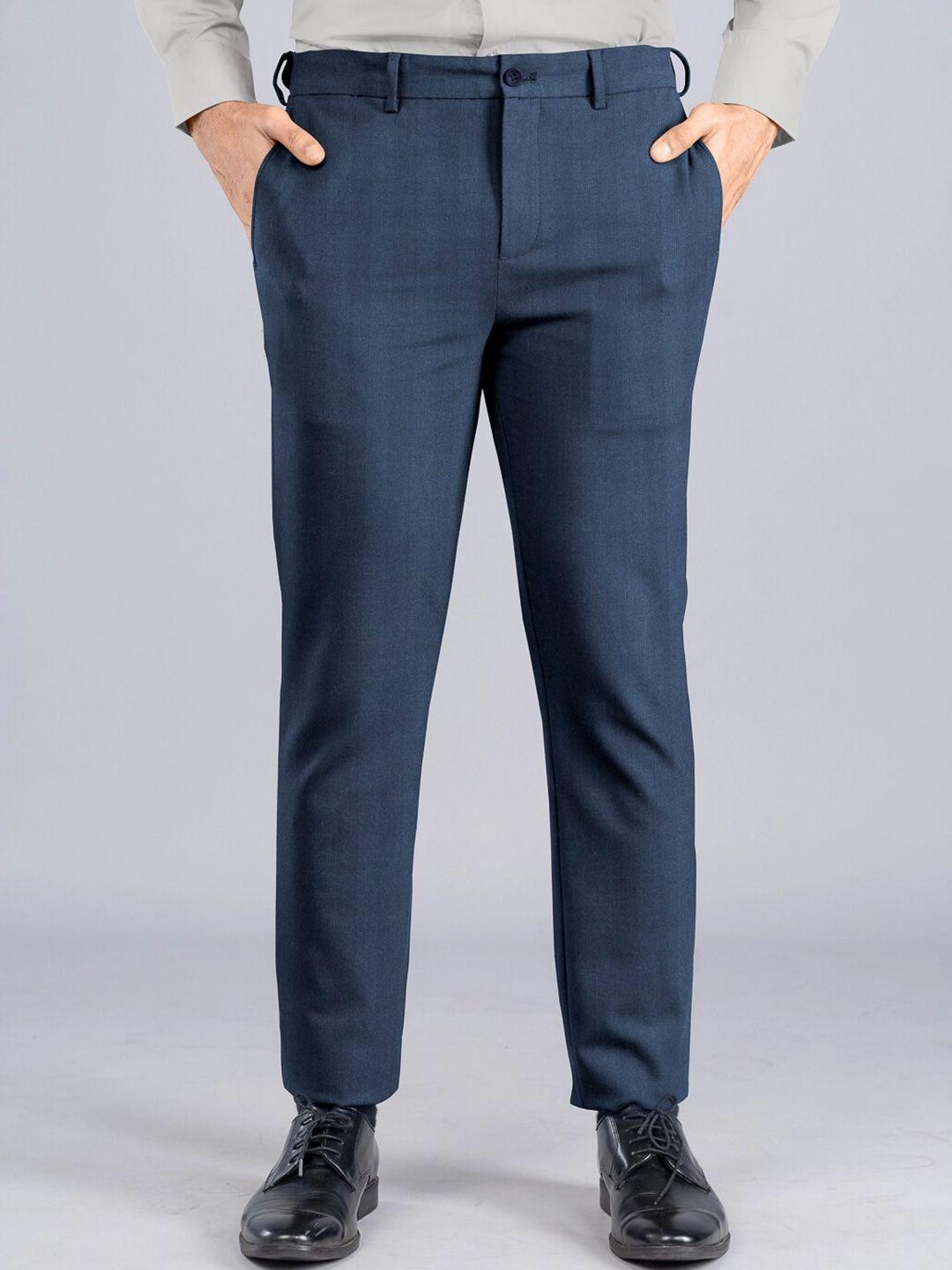 the pant project men checked tailored slim fit wrinkle free formal trousers