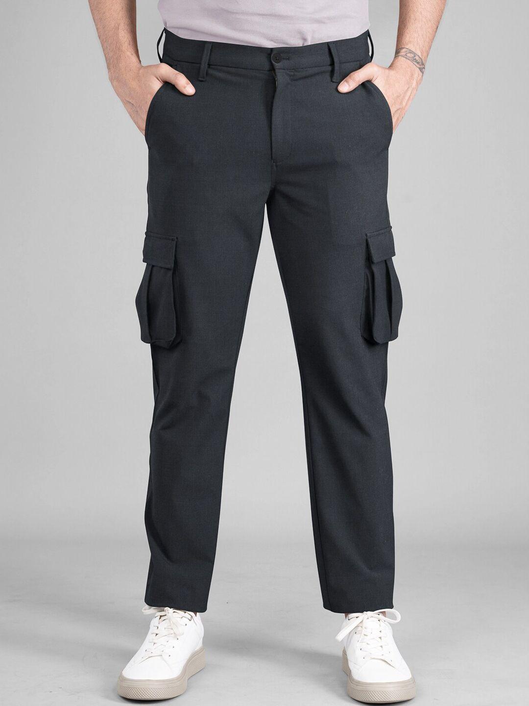 the pant project men slim fit mid-rise wrinkle free cargos trousers