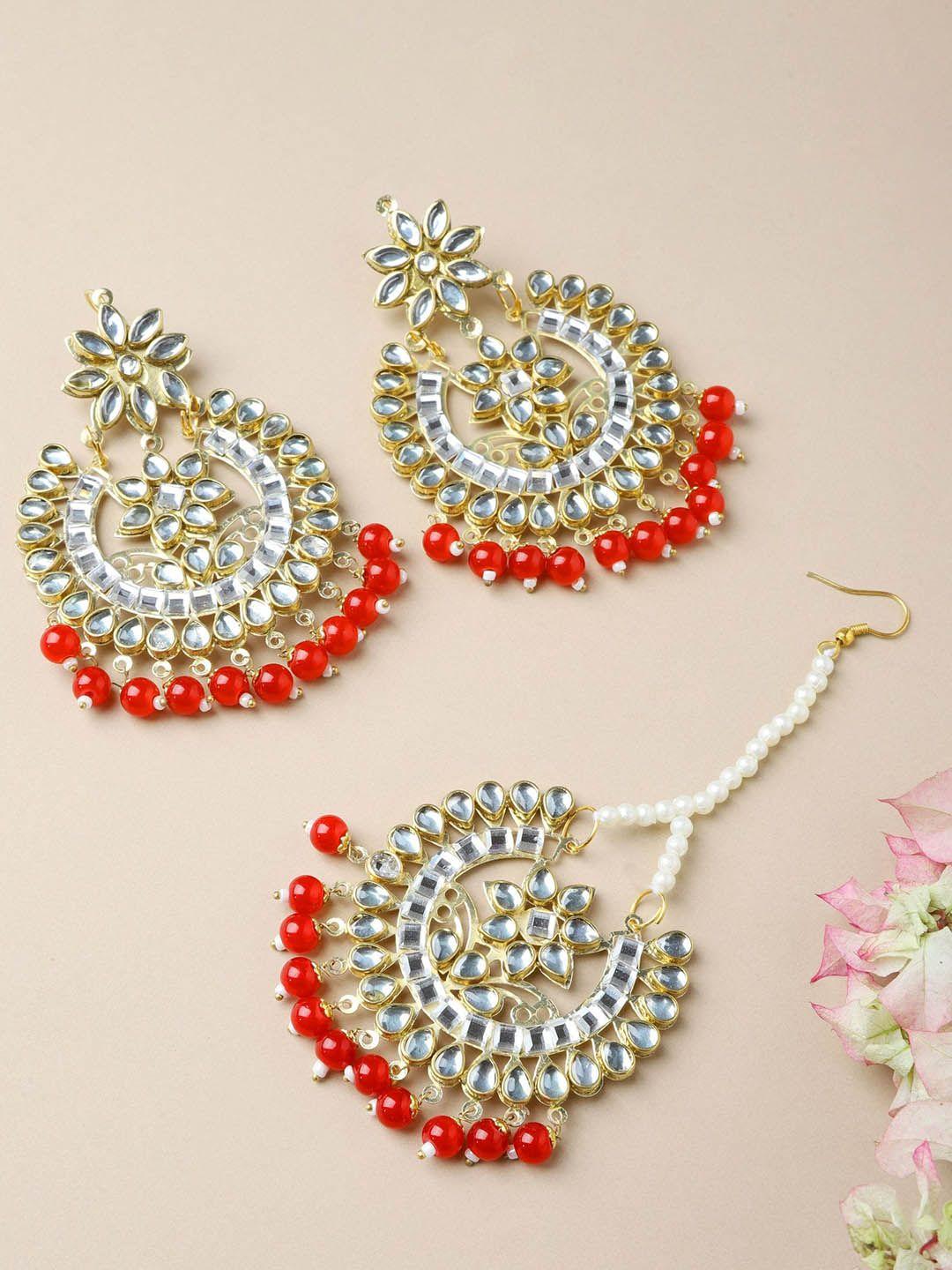 the pari red contemporary chandbalis earrings