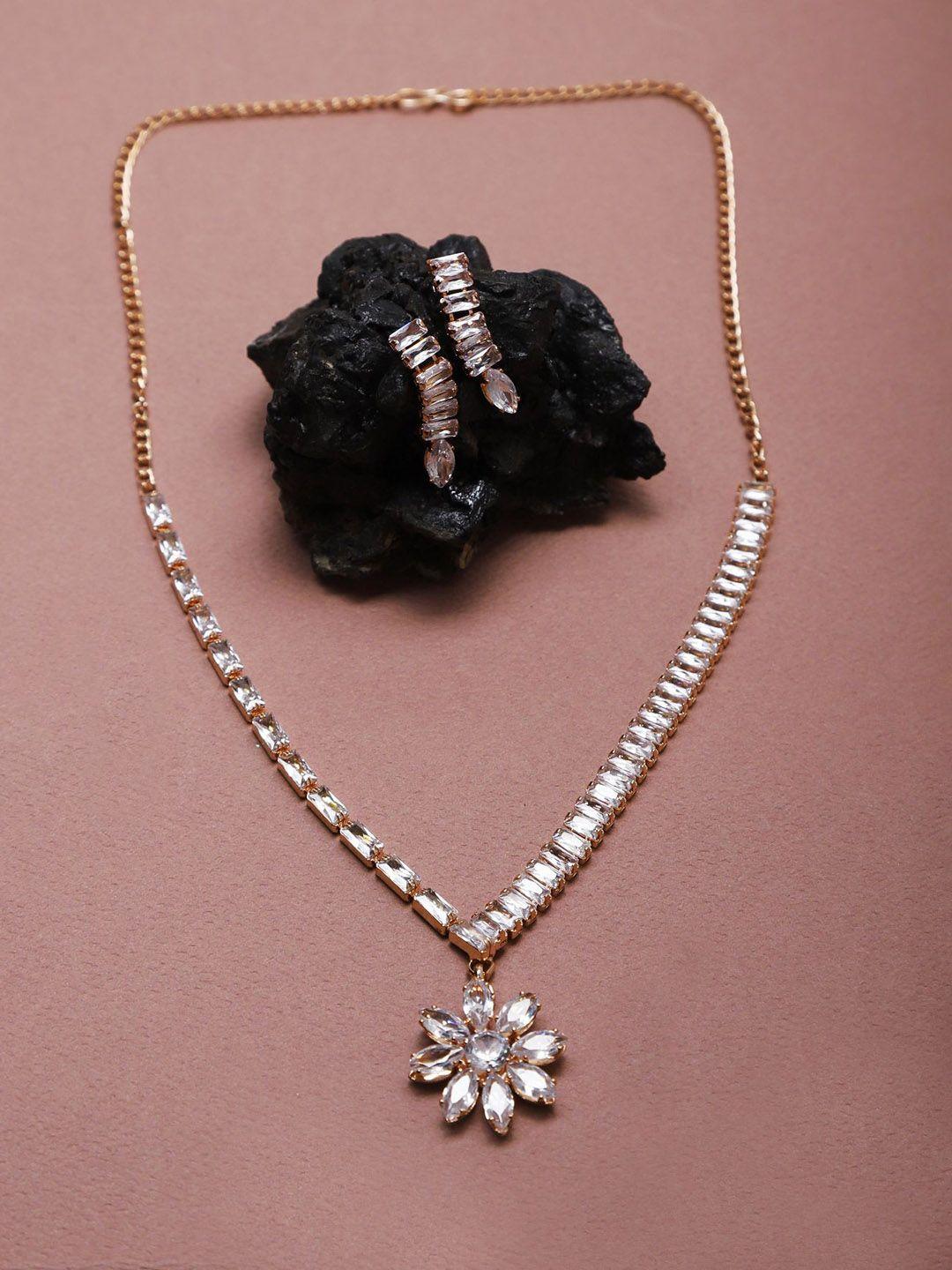 the pari rose gold-plated stone studded jewellery set