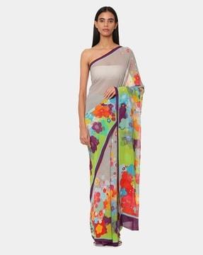 the petunia floral print saree