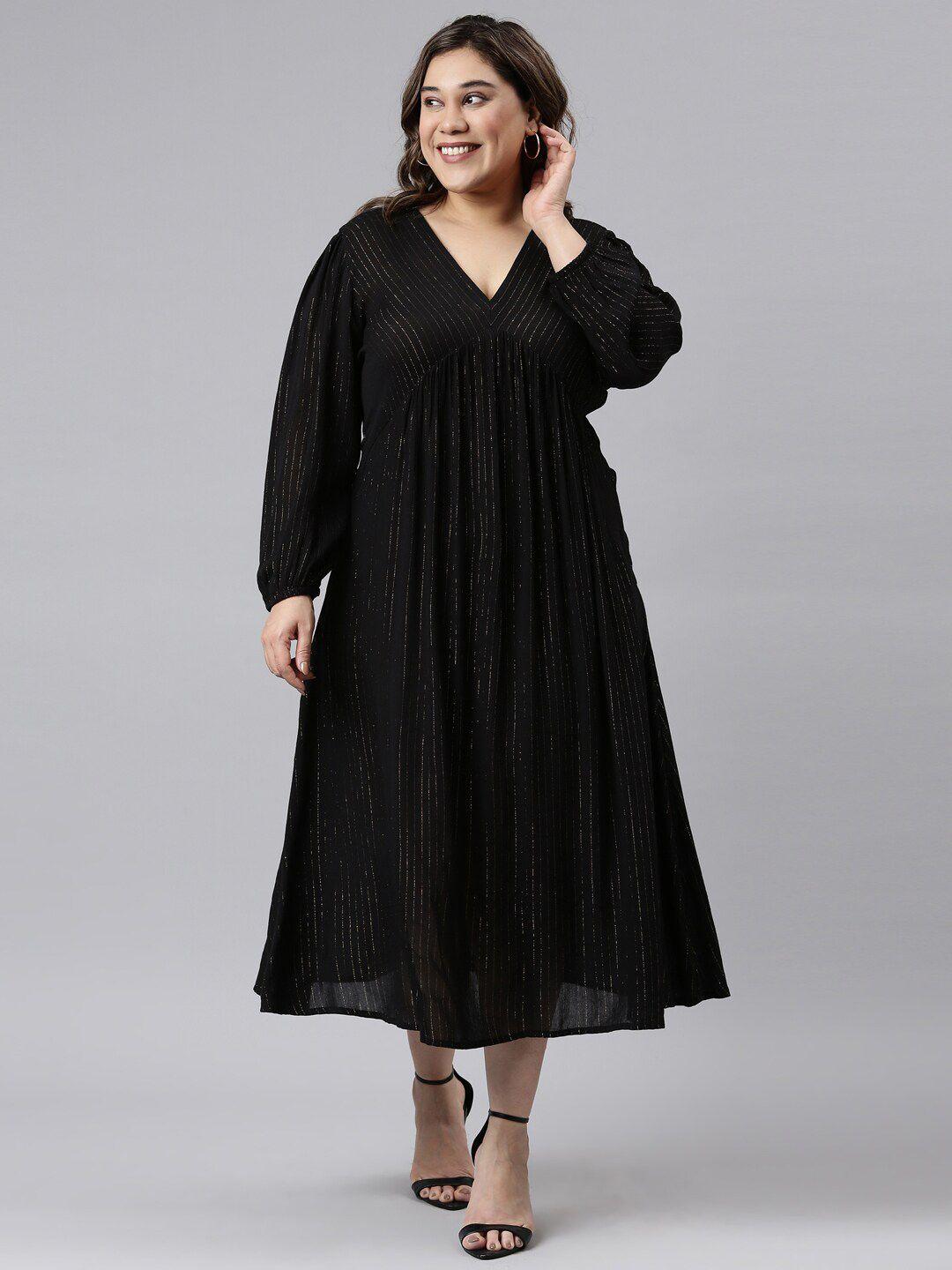 the pink moon black a-line midi dress