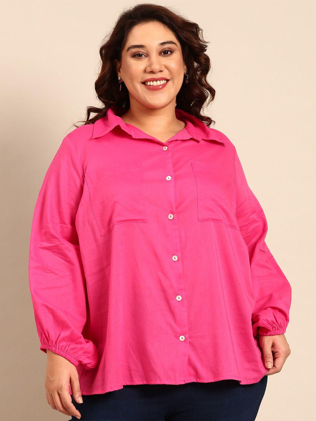 the pink moon classic puff sleeves casual shirt