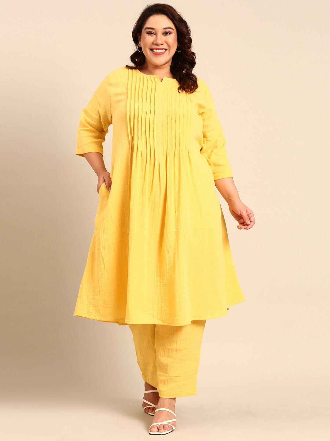 the pink moon plus size cotton a line kurta